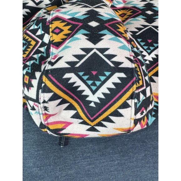 Hooey Blue and Multicolor Geometric Women's Hoodie. ☆ Fits Like EXTRA LARGE - Picture 10 of 11